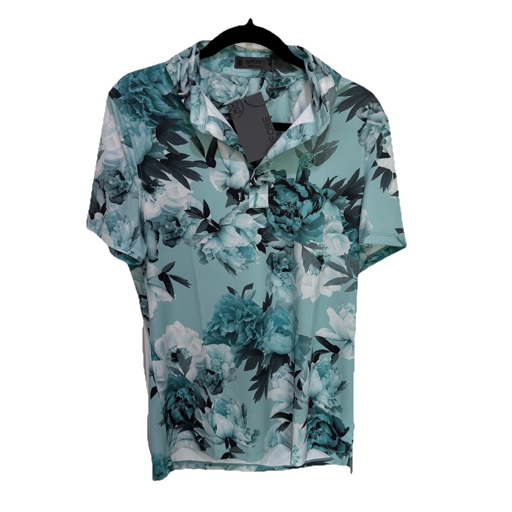 G/Fore Men's Small Golf Polo Floral Print Mint Green/White NWT Retail‎ $150